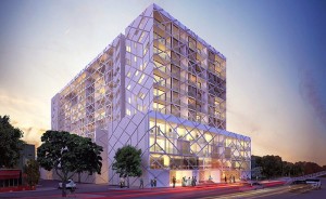 STRIKING DESIGN: This 12-storey project designed by Carabott Holt Turcinov Architects is at 101 Salmon St in the Wirraway Precinct. Picture: URBAN MELBOURNE